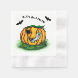 ハロウィーン、こうもり、幽霊、スパイダーの幽霊 縁ありカクテルナプキン