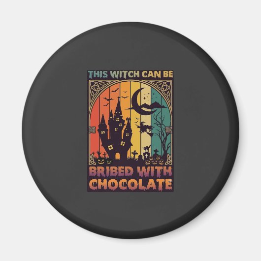 ハロウィーン この魔女はチョコレートで買収できる 悪霊退散 マグネット (正面)
