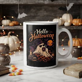 ハロウィーン こんにちは かわいい おばけ コーヒー ジャンボコーヒーマグカップ