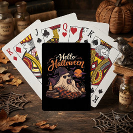 ハロウィーン こんにちは かわいい お化け コーヒーを飲む トランプ