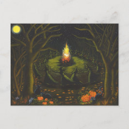 ハロウィーン，たき火，魔女，カヴェン，魔法，ダンス ポストカード