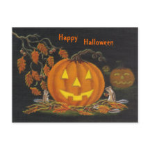 ハロウィーン、はがき、チップマンク、ジャック・オ・ランタン