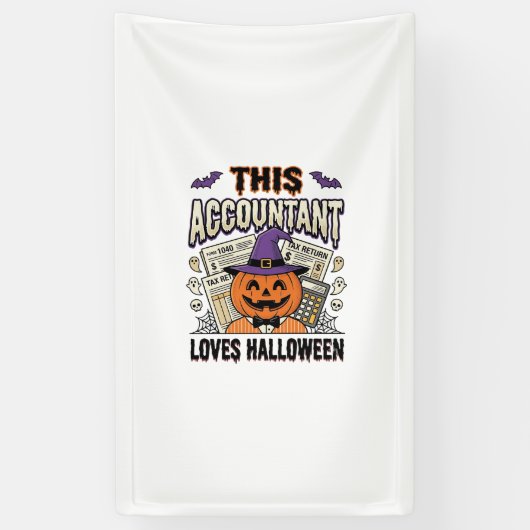 ハロウィーン アカウンティング おもしろ スプーキー 税務シーズン_1 横断幕 (縦)