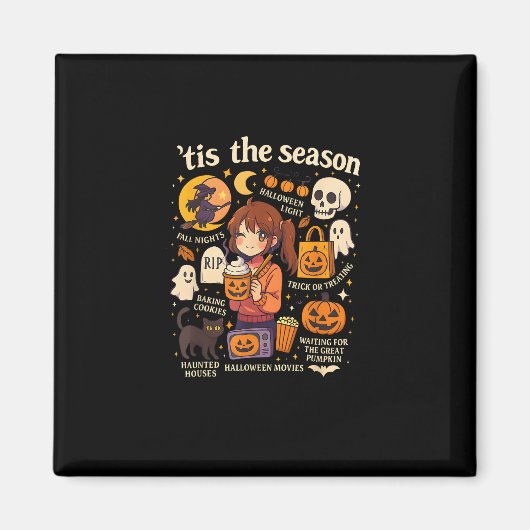 ハロウィーン・アニメアイコン・落ち着いたデザイン この季節 マグネット (正面)