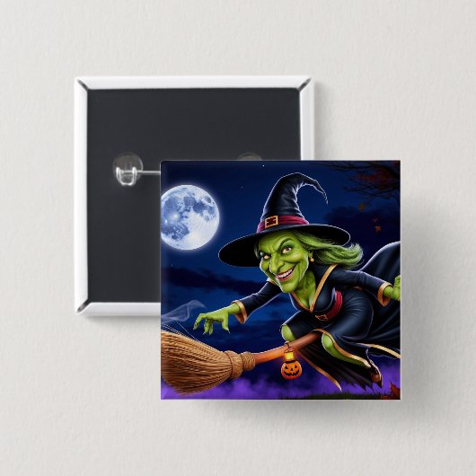 ハロウィーン/ウィッチボタン 缶バッジ (正面&裏面)