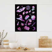 ハロウィーン:ウィッチーゴシック柄 ポスター (キッチン)