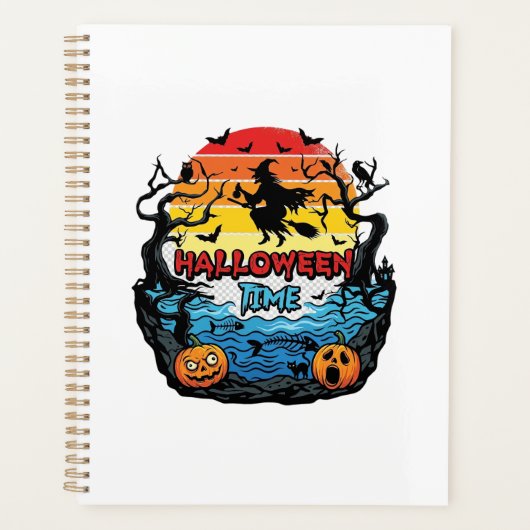 ハロウィーン ウィッチ カボチャ コウモリ 夕焼け_1 プランナー手帳 (正面)