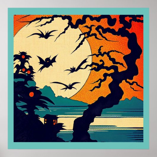 ハロウィーン – ウッドカットスタイル7 ポスター (正面)