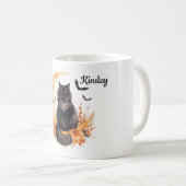 ハロウィーン オリジナル 陶器 マグ カップ 黒猫好きな人へのギフト (正面右)