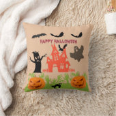 ハロウィーン オレンジタンの不気味な輝き クッション (ブランケット)