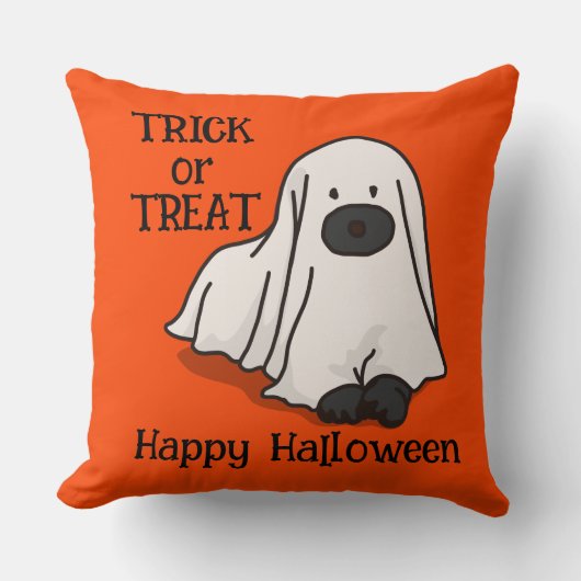 ハロウィーン オレンジ色の犬のカスタムデザイン クッション (正面)
