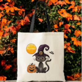 ハロウィーン オーダーメイド 黒猫 ハロウィーン キャンディ トートバッグ