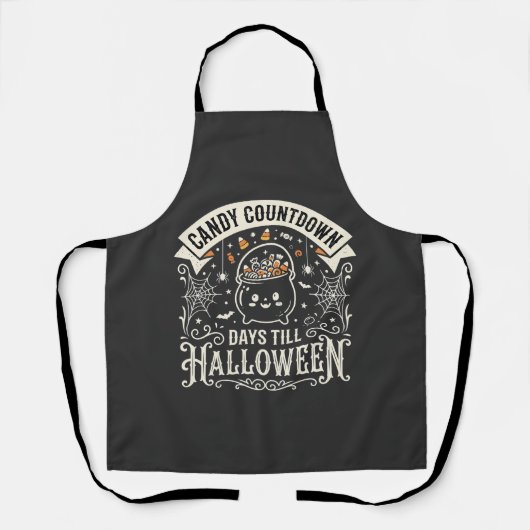 ハロウィーン カウントダウン ベクター デザイン エプロン (正面)