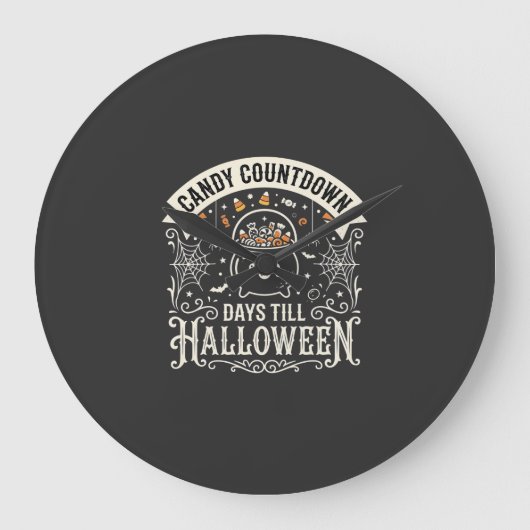 ハロウィーン カウントダウン ベクター デザイン ラージ壁時計 (正面)
