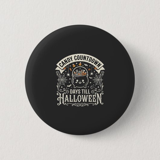 ハロウィーン カウントダウン ベクター デザイン 缶バッジ (正面)