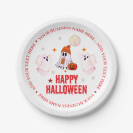 ハロウィーン カスタム オーナメント 名前 テキスト & おばけ ペーパープレート