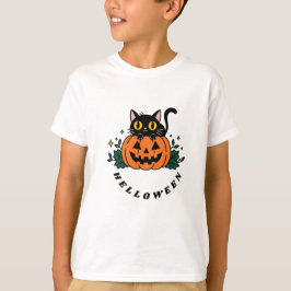 ハロウィーン。カボチャとgost catが怖い？ tシャツ