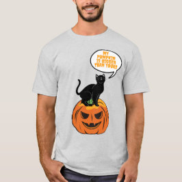 ハロウィーン，カボチャの黒猫 Tシャツ