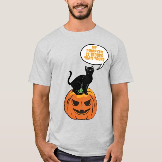 ハロウィーン,カボチャの黒猫 Tシャツ (正面)