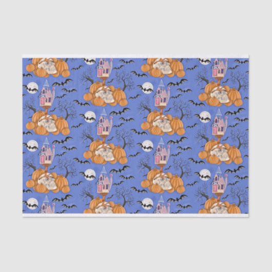 ハロウィーン、カボチャ、スカルとこうもりティッシュペーパー 薄葉紙 (正面)