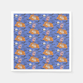 ハロウィーン、カボチャ、スカル、こうもりナプキン スタンダードカクテルナプキン