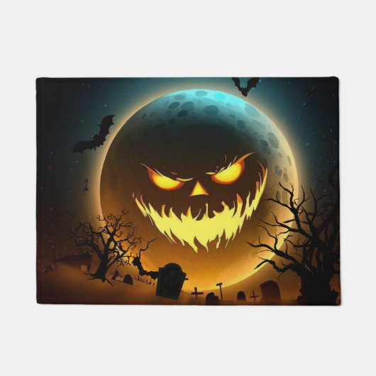 ハロウィーン/カボチャ/月/秋 ドアマット (正面)