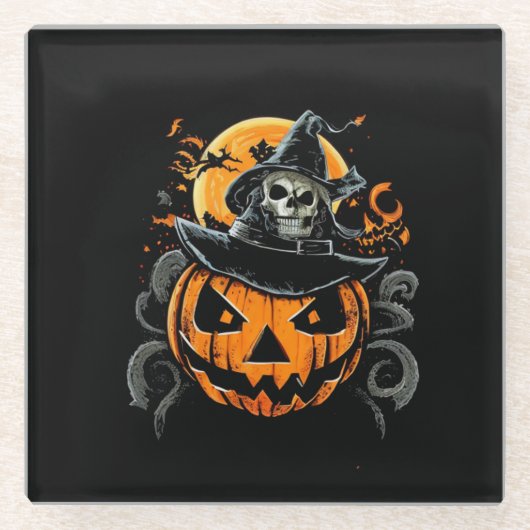 ハロウィーン/カボチャ/秋/秋 ガラスコースター (正面)