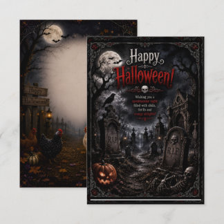 ハロウィーン カード 墓デザイン 表裏