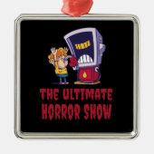ハロウィーン – ガソリンスタンドでのホラーショー メタルオーナメント (正面)