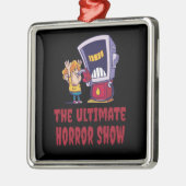 ハロウィーン – ガソリンスタンドでのホラーショー メタルオーナメント (左)