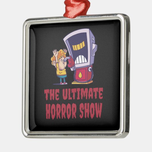 ハロウィーン – ガソリンスタンドでのホラーショー メタルオーナメント (左)