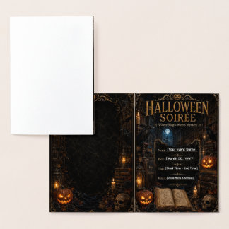 ハロウィーン・ガラ・インビテーションテンプレート | 編集可能なゴシック 箔カード