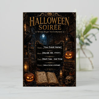ハロウィーン・ガラ・インビテーションテンプレート | 編集可能なゴシック 箔招待状