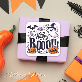 ハロウィーン キッズ Funny Ghosts and Pumpkins Happy Boo スクエアシール