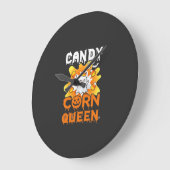 ハロウィーン キャンディコーン クイーン おばけ コウモリ クモの巣 ラージ壁時計 (傾斜)