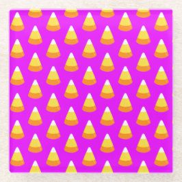 ハロウィーン – キャンディーコーンパープル ガラスコースター