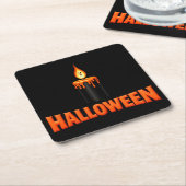 ハロウィーン キャンドル 炎 スクエアペーパーコースター (アングル)