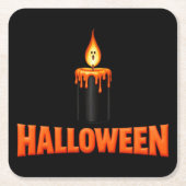 ハロウィーン キャンドル 炎 スクエアペーパーコースター (正面)