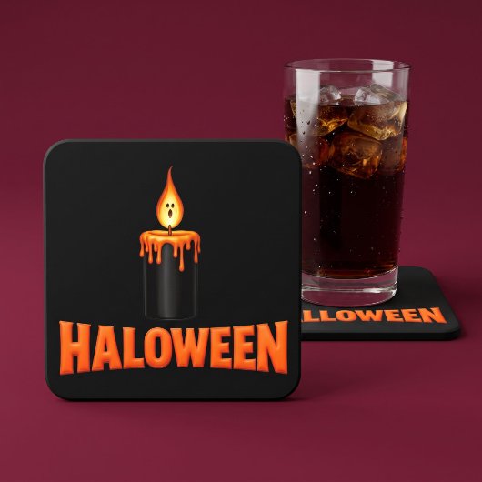 ハロウィーン キャンドル 炎 スクエアペーパーコースター