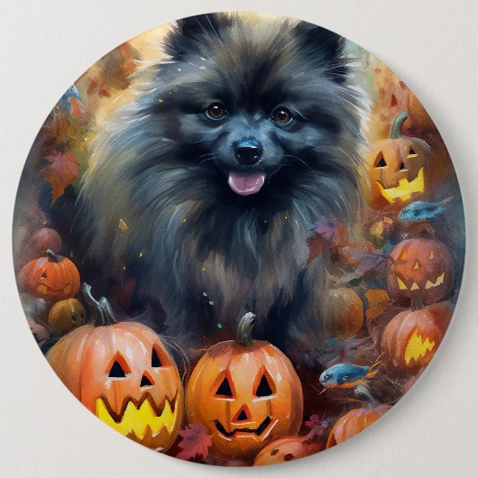 ハロウィーン キースホンド かぼちゃ 怖い 缶バッジ (正面)