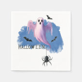 ハロウィーン クモと幽霊 スタンダードカクテルナプキン (正面)