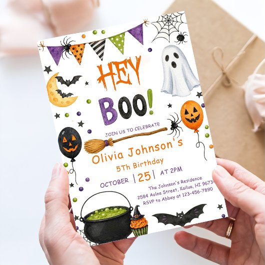 ハロウィーン グルービー ゴースト 誕生日パーティー Hey Boo 招待状