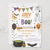 ハロウィーン グルービー ゴースト 誕生日パーティー Hey Boo 招待状 (正面)