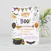 ハロウィーン グルービー ゴースト 誕生日パーティー Hey Boo 招待状 (スタンド正面)