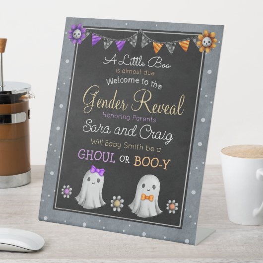 ハロウィーン・グールまたはブー・イ・ジェンダーが明らかにする 台座サイン (インサイチュ)