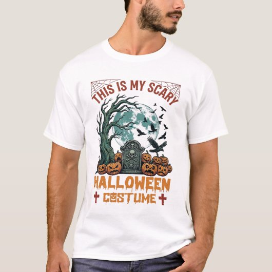 ハロウィーン コスプレ 墓石 かぼちゃ 月 Tシャツ (正面)