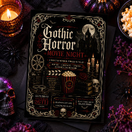 ハロウィーン ゴシックムービーナイト ホラー パーティ ヴィンテージ 招待状