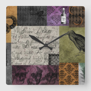 ハロウィーン·ゴシック中世不気味薬屋芸術 スクエア壁時計