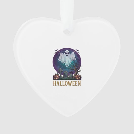 ハロウィーン ゴースト サングラス パープル ムーン 墓地_1 オーナメント (正面)
