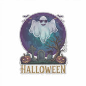 ハロウィーン ゴースト サングラス パープル ムーン 墓地_1 シール (正面)